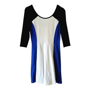 Express Black, White, and Blue Blouse